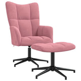 Vidaxl relaxstoel met voetenbank fluweel roze