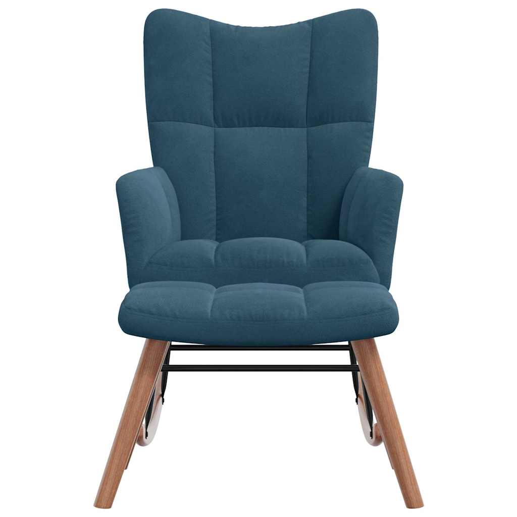 Vidaxl schommelstoel met krukje blauw fluweel