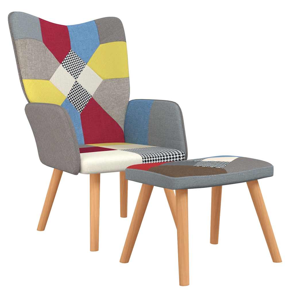 Vidaxl relaxstoel met voetenbank patchwork stof