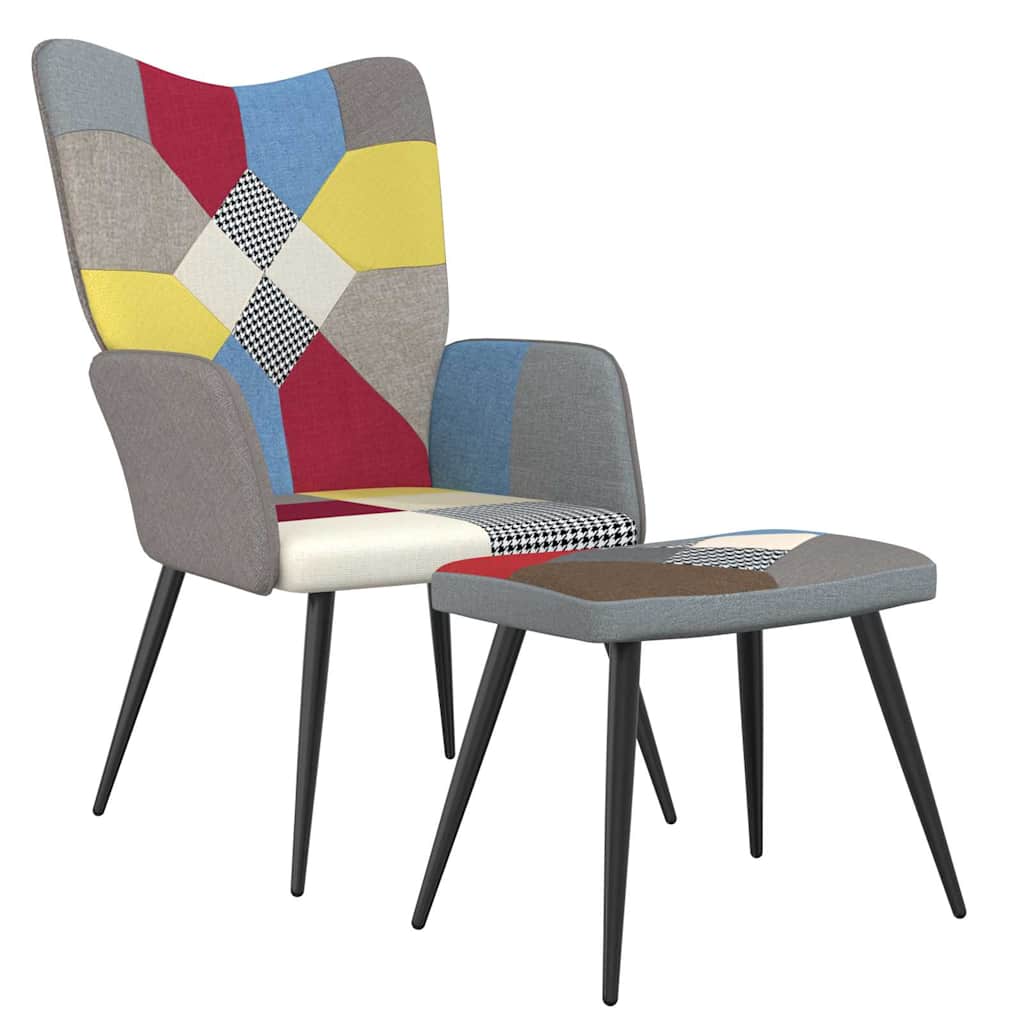 Vidaxl relaxstoel met voetenbank patchwork stof