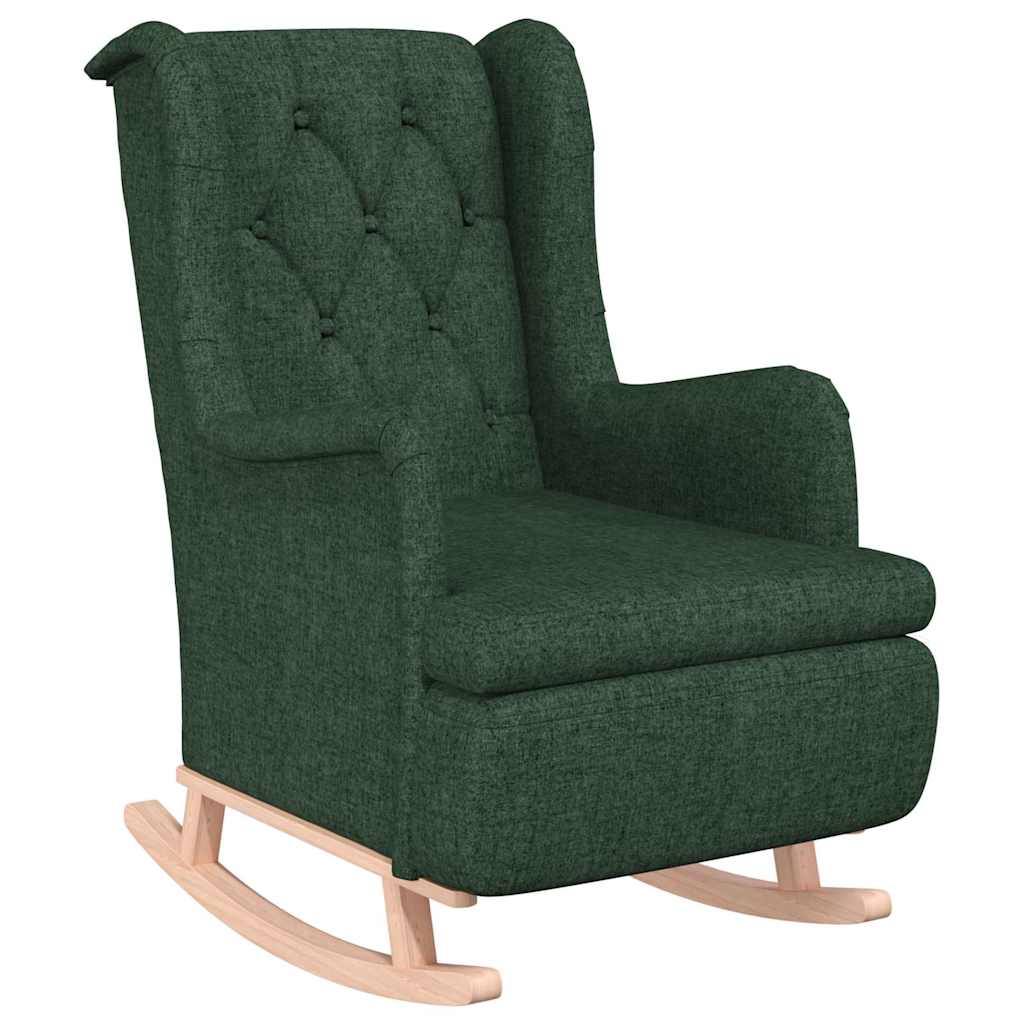Vidaxl fauteuil met massief rubberwood schommelpoten stof donkergroen