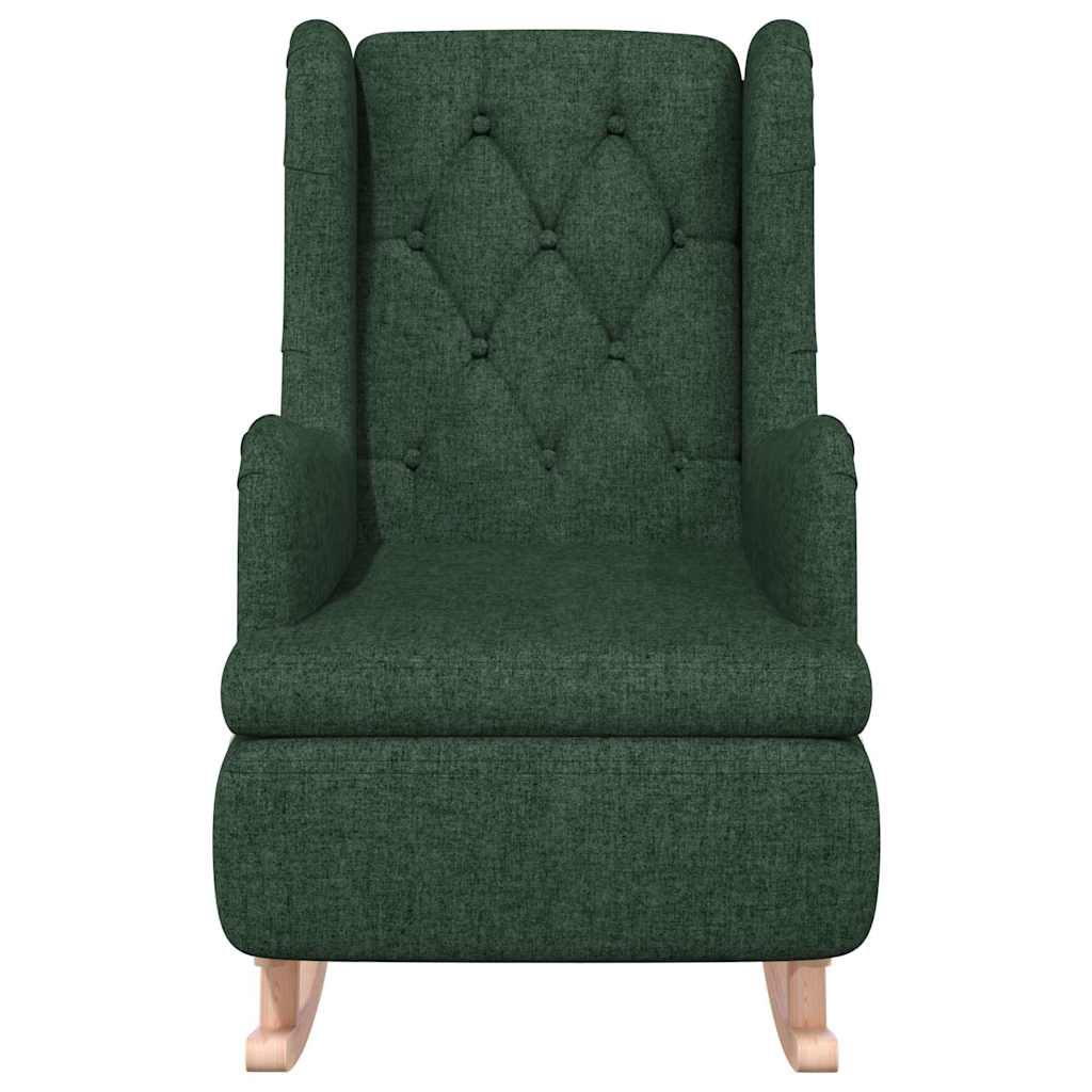 Vidaxl fauteuil met massief rubberwood schommelpoten stof donkergroen
