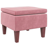 Vidaxl kruk met houten poten fluweel roze