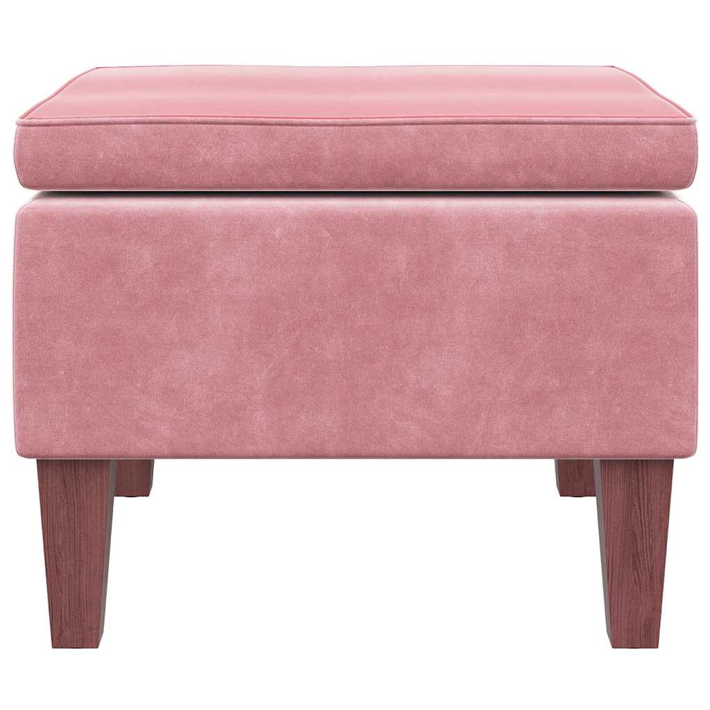 Vidaxl kruk met houten poten fluweel roze