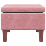 Vidaxl kruk met houten poten fluweel roze