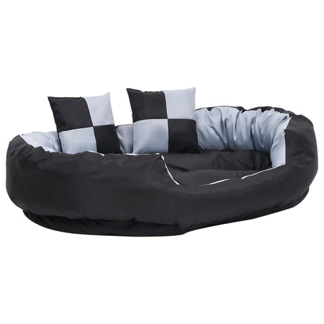 VIDAXL Dog -Kissen reversibel und waschbar 110 x 80 x 23 cm grau und schwarz