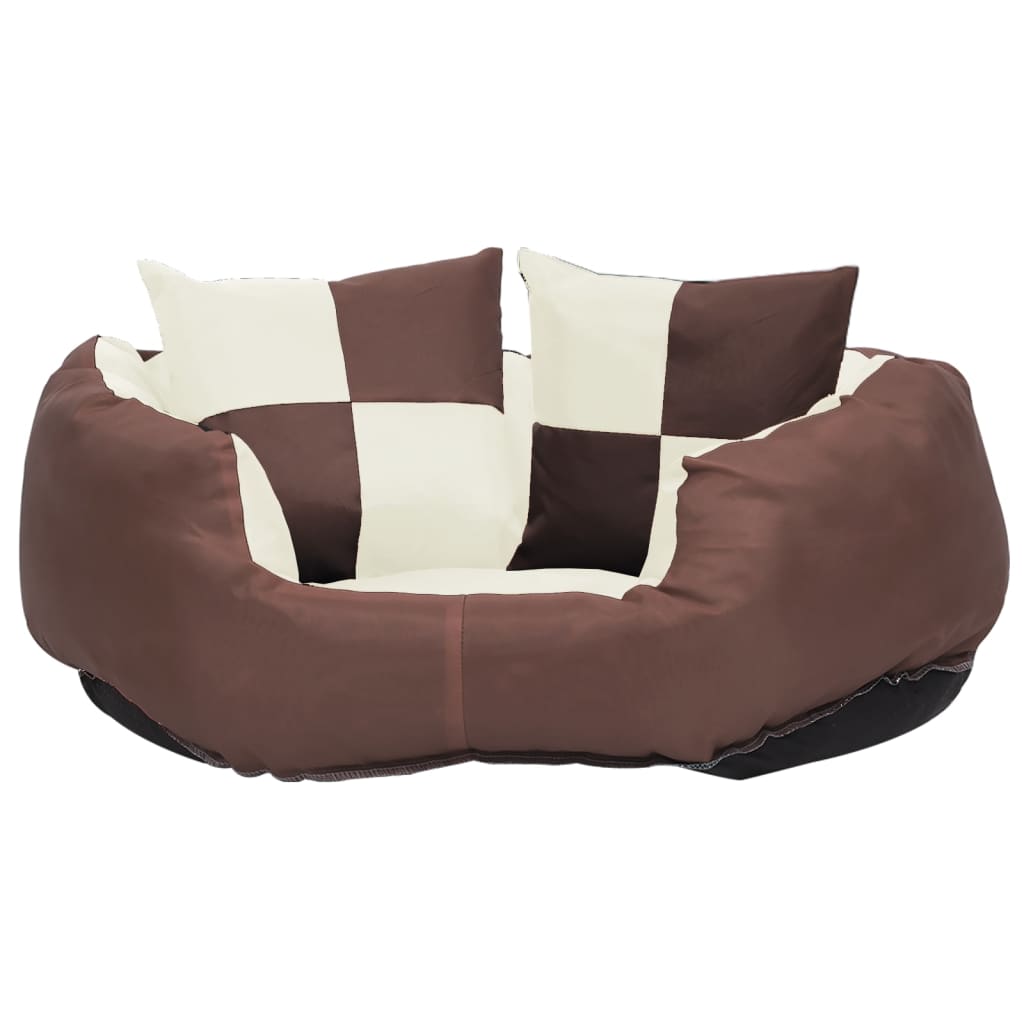 Coussin de chien vidaxl réversible et lavable 65x50x20 cm brun et crème