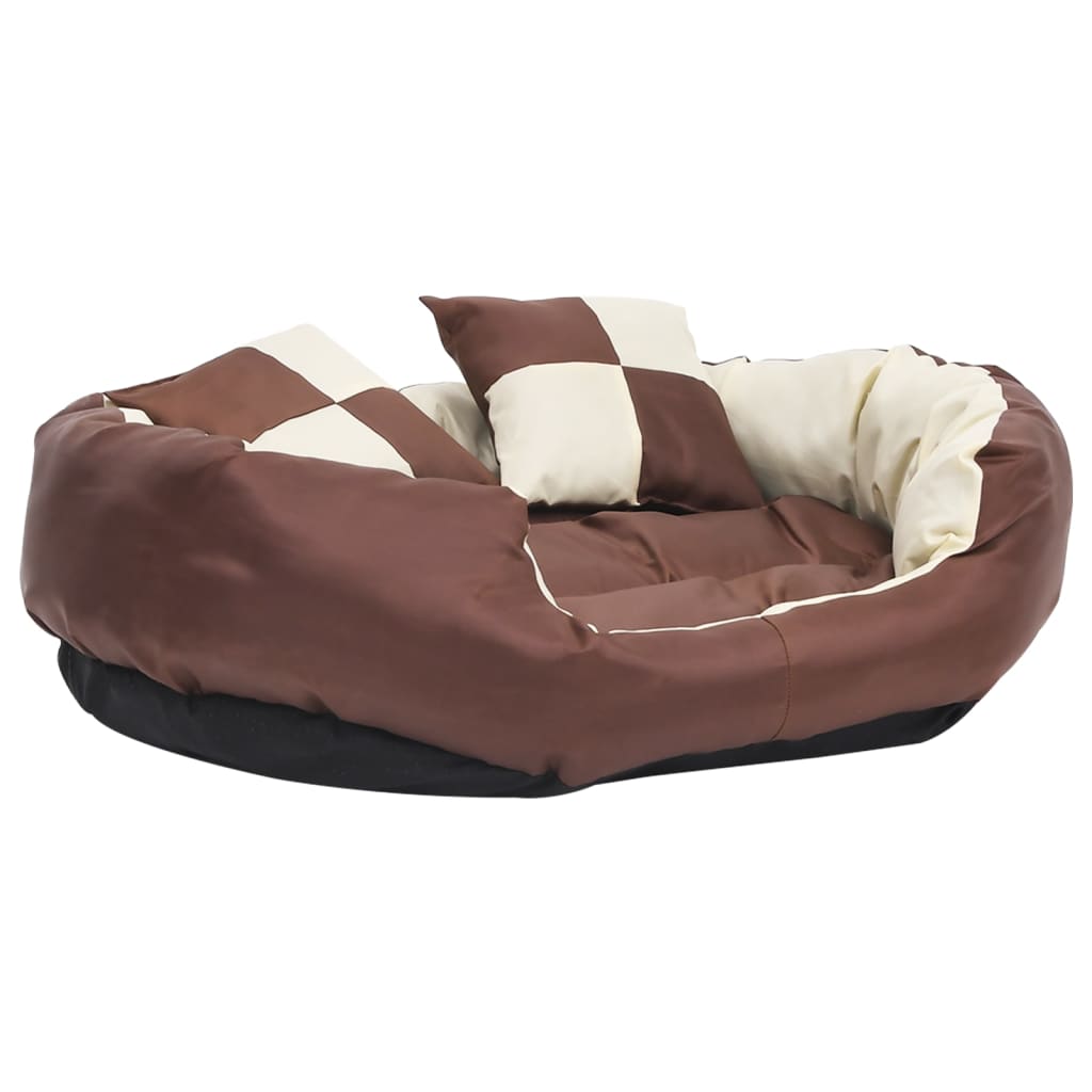 Coussin de chien vidaxl réversible et lavable 85x70x20 cm brun et crème