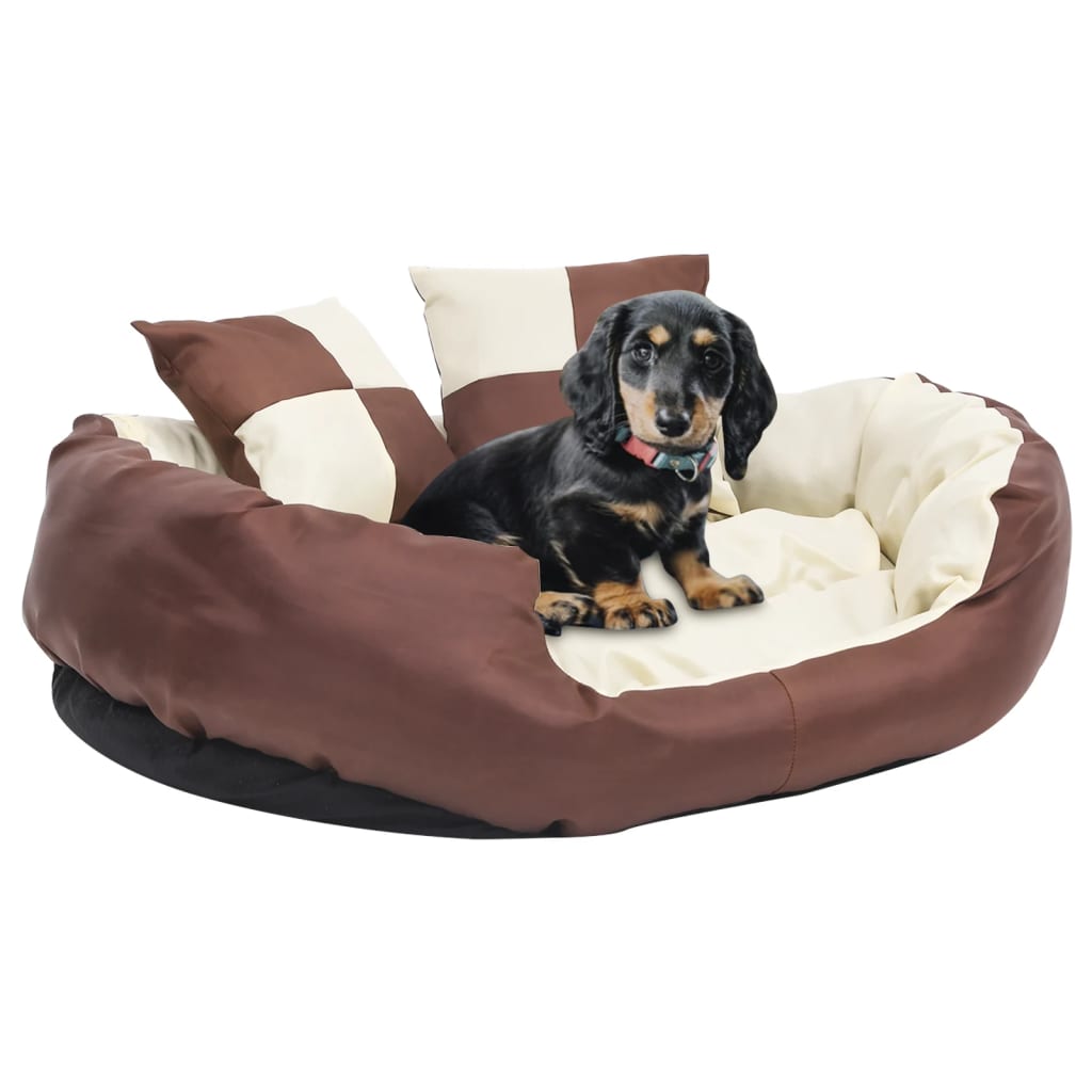 Coussin de chien vidaxl réversible et lavable 85x70x20 cm brun et crème