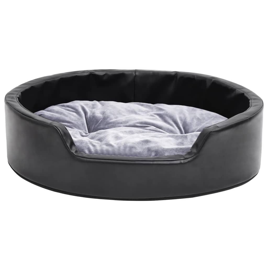 Vidaxl Dog Basket 69x59x19 cm en peluche et en cuir artificiel noir et gris