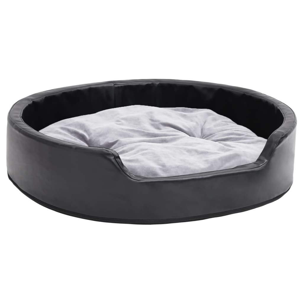 Canasta de perros de Vidaxl 79x70x19 cm peluche y cuero artificial negro y gris