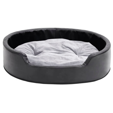 Vidaxl Hundekorb 79x70x19 cm Plüsch und künstliches Leder schwarz und grau