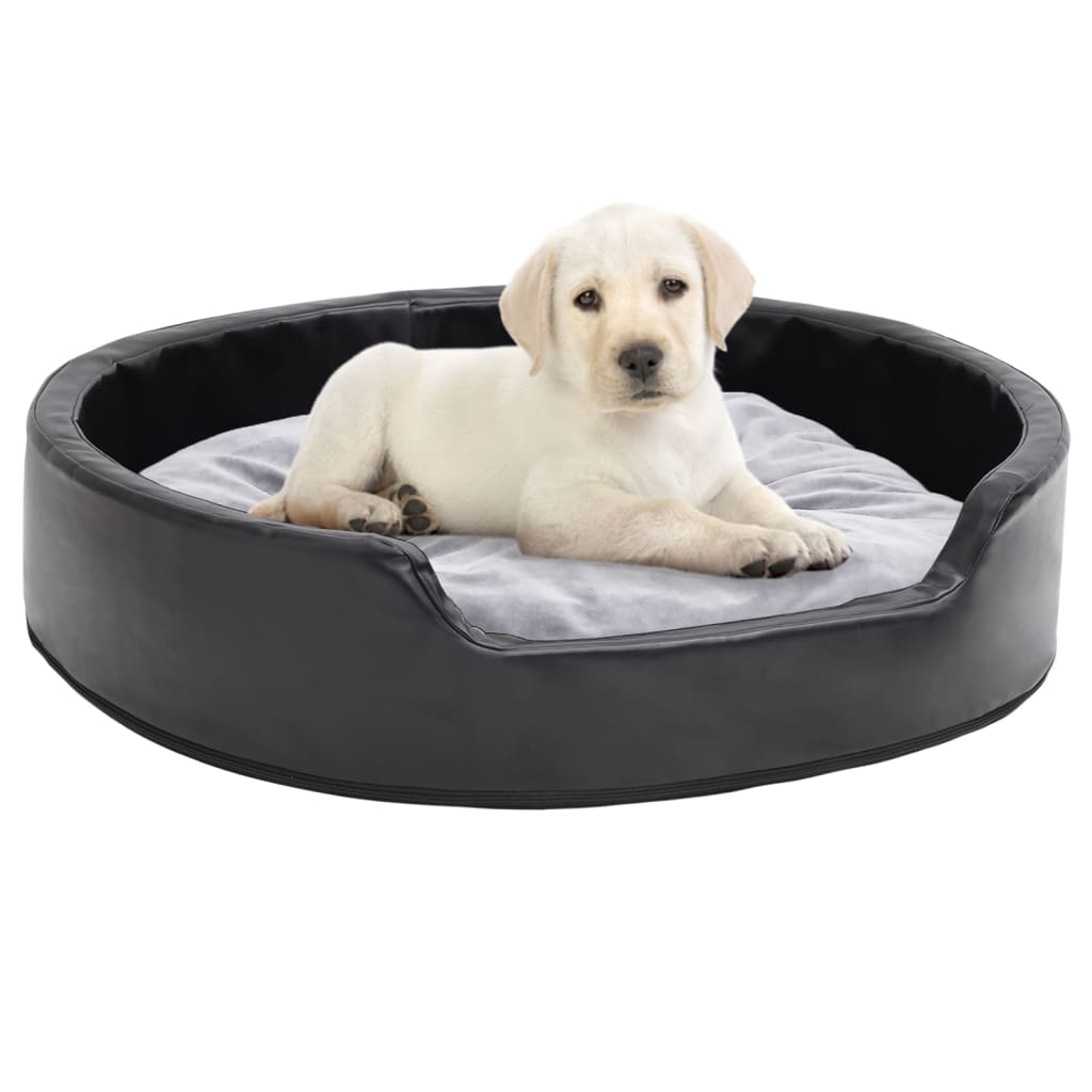 Vidaxl Dog Basket 79x70x19 cm peluche e cuoio artificiale nero e grigio