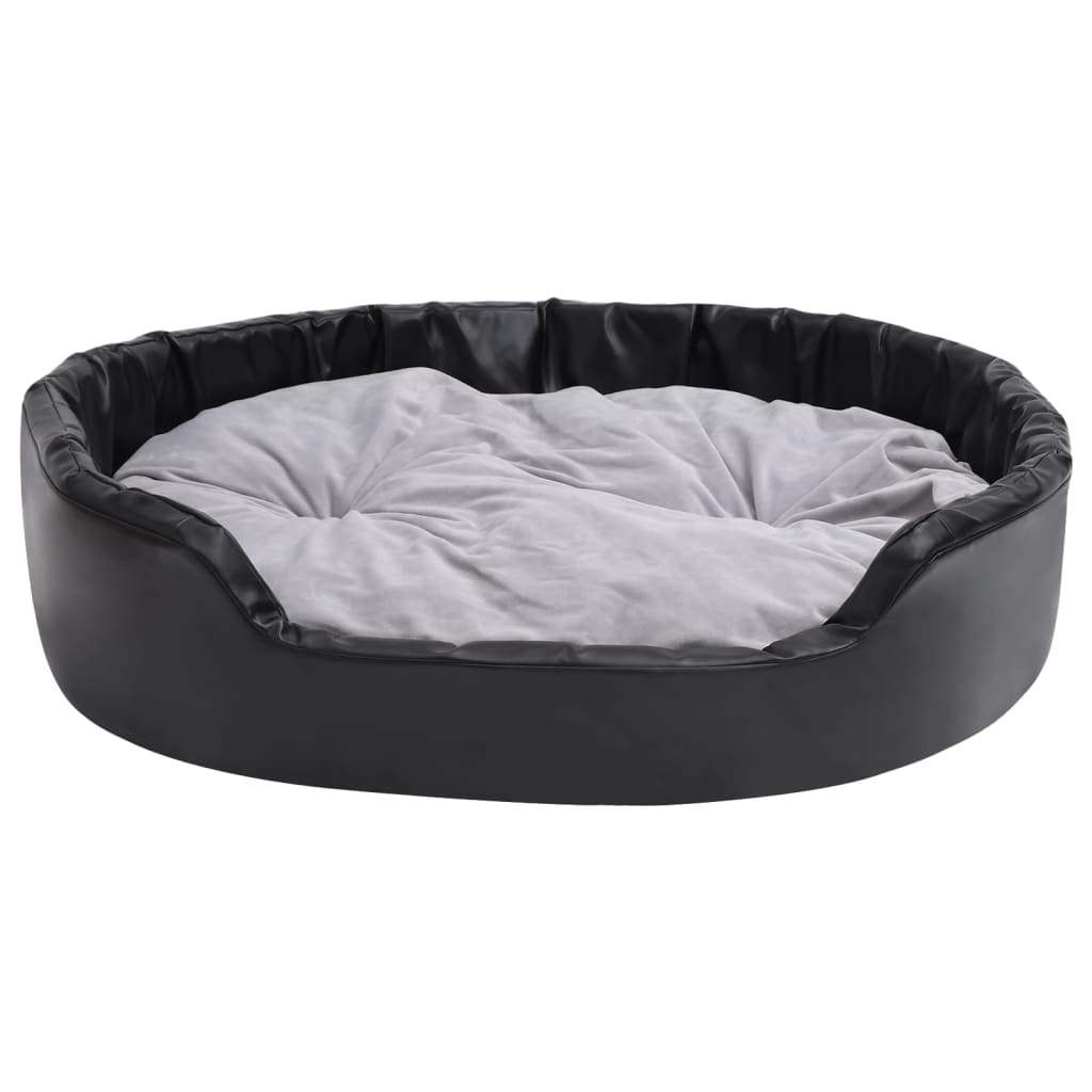 Canasta de perros de Vidaxl 99x89x21 cm peluche y cuero artificial negro y gris