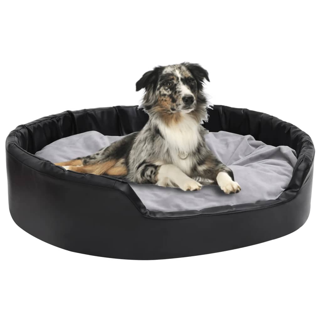 Canasta de perros de Vidaxl 99x89x21 cm peluche y cuero artificial negro y gris