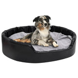 Vidaxl Dog Basket 99x89x21 cm peluche e cuoio artificiale nero e grigio