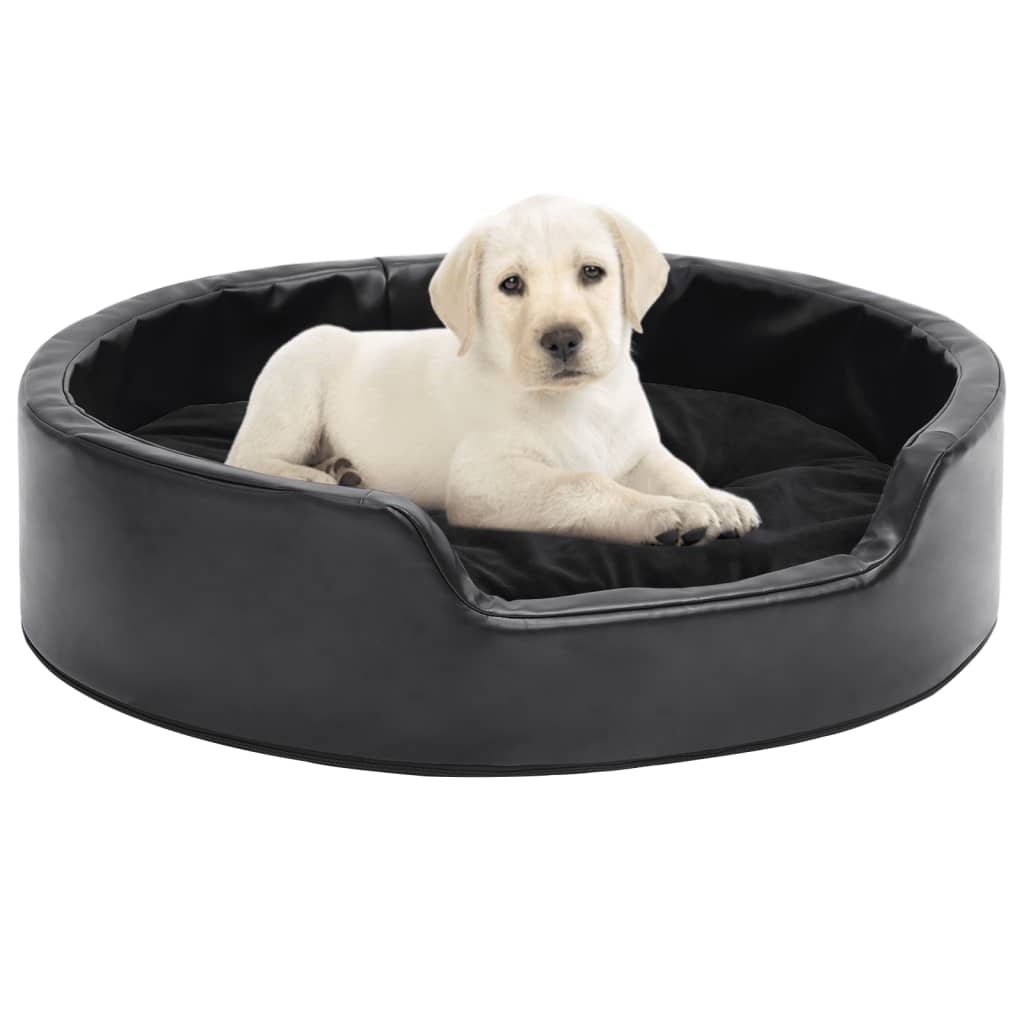 Vidaxl Dog Basket 69x59x19 cm en peluche et en cuir artificiel noir