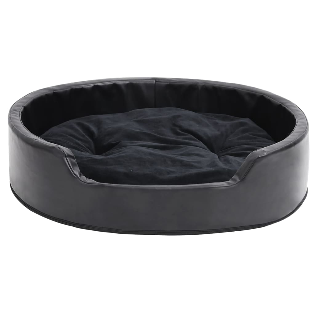 Vidaxl Hundekorb 79x70x19 cm Plüsch und künstliches Leder schwarz