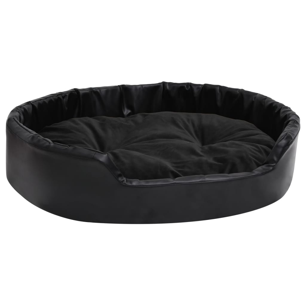 Vidaxl Dog Basket 90x79x20 cm peluche e pelle artificiale nera