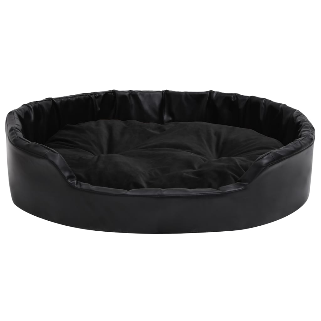 Vidaxl Dog Basket 90x79x20 cm en peluche et en cuir artificiel noir