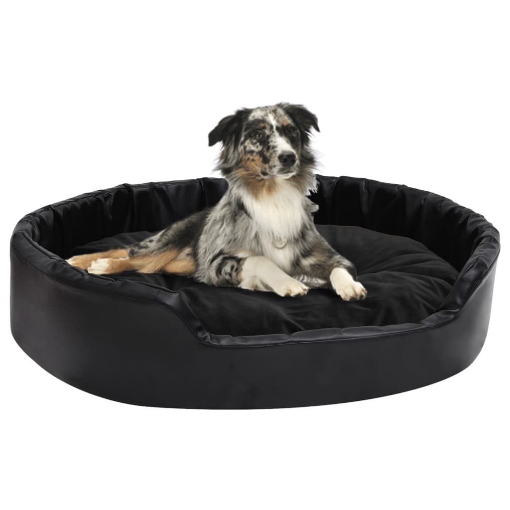 Vidaxl Dog Basket 90x79x20 cm en peluche et en cuir artificiel noir