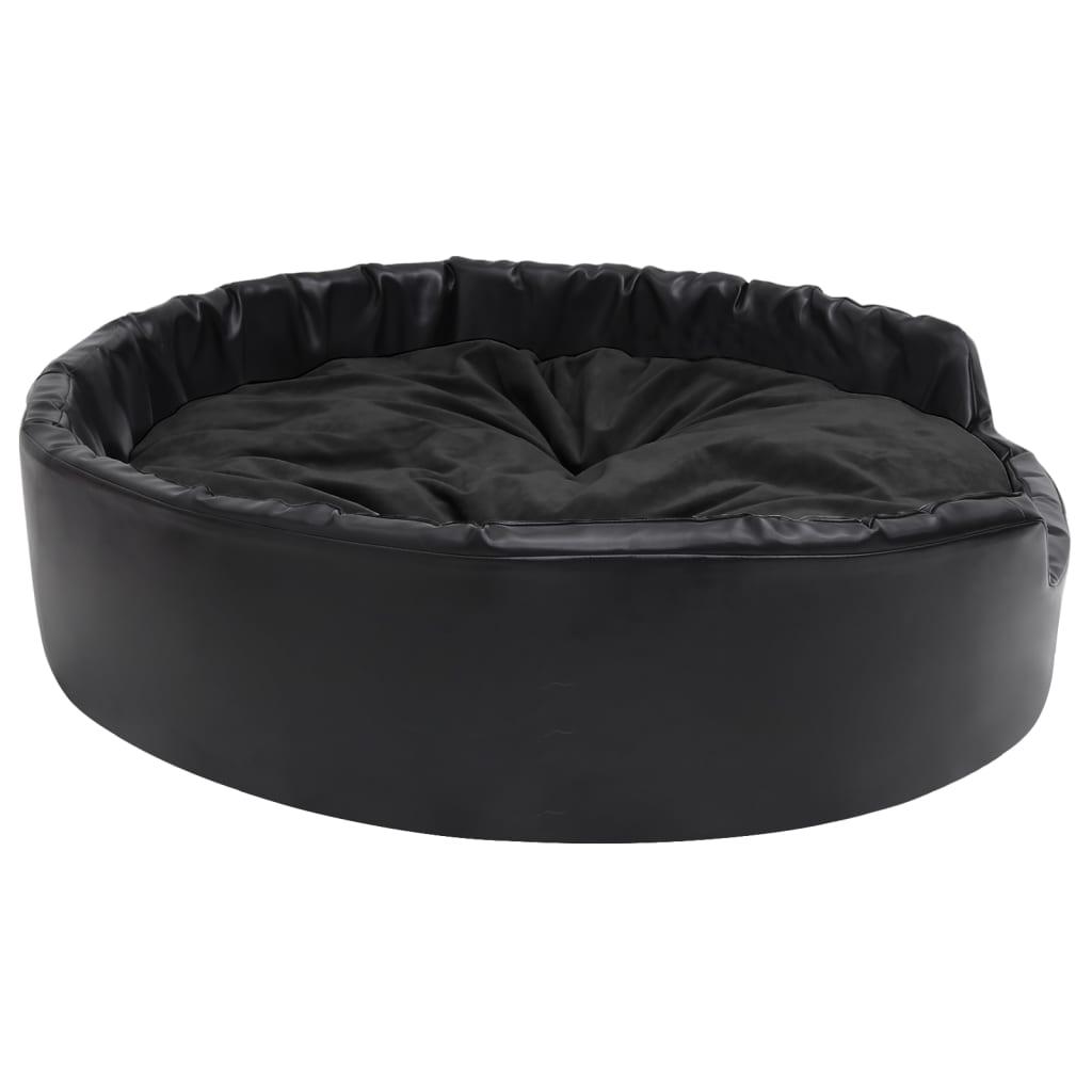 Vidaxl Hond Basket 99x89x21 cm Plush a kënschtlech Lieder schwaarz