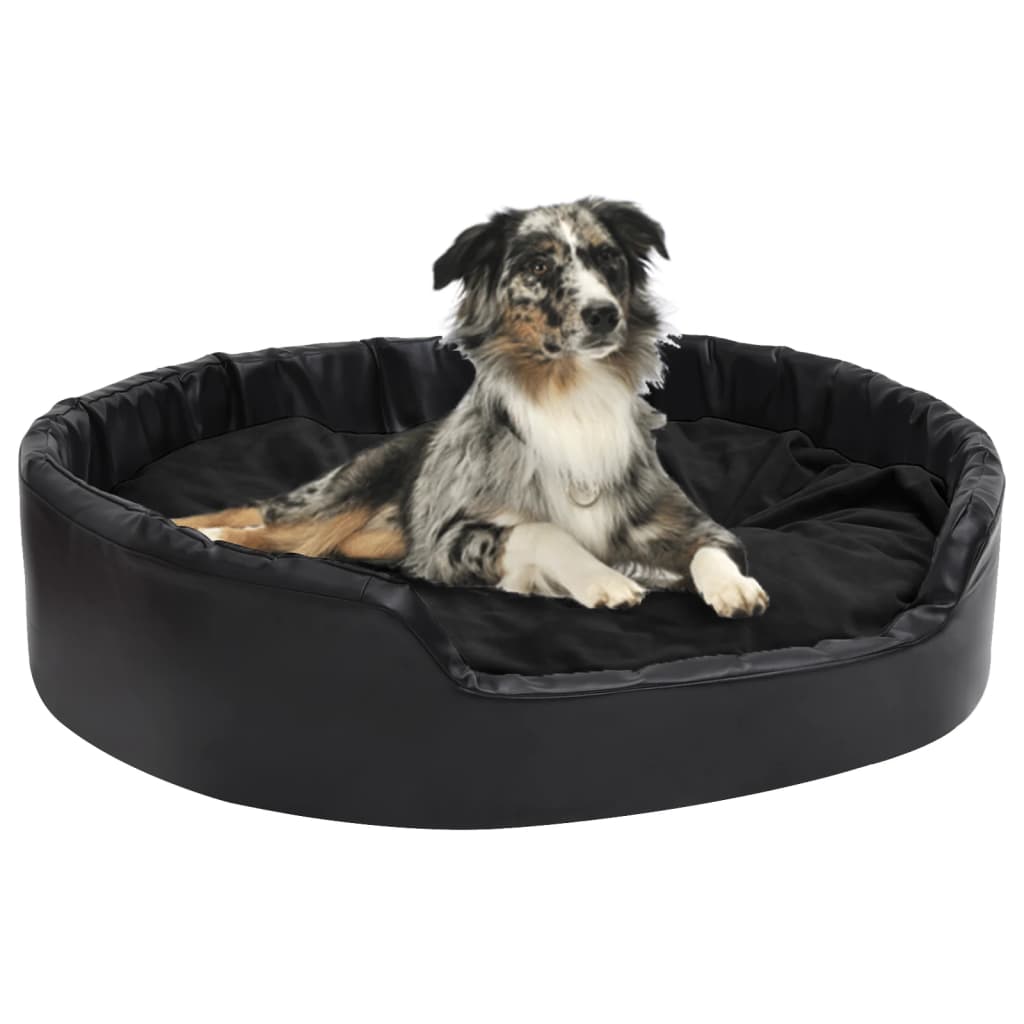 Vidaxl Dog Basket 99x89x21 cm en peluche et en cuir artificiel noir