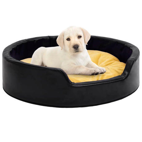 Vidaxl Hundekorb 99x89x21 cm Plüsch und künstliches Lederschwarz und Gelb