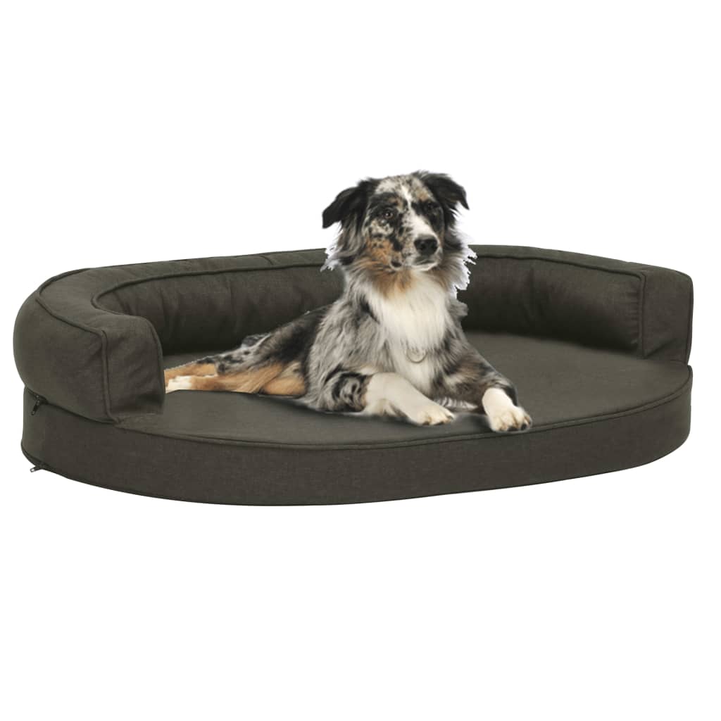 Vidaxl cama para perros lino ergonómico-aspecto 75x53 cm gris oscuro