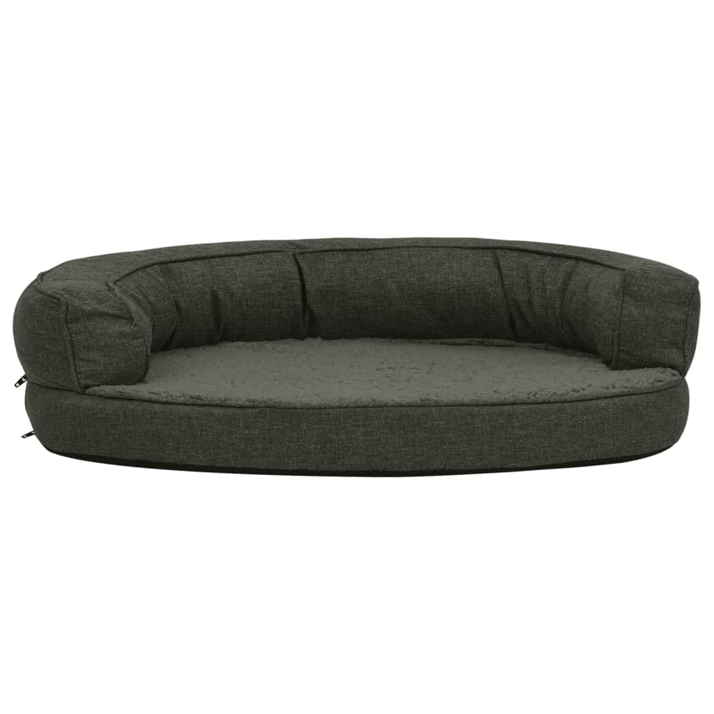 Vidaxl cama para perros lino ergonómico-aspecto 75x53 cm vellón oscuro