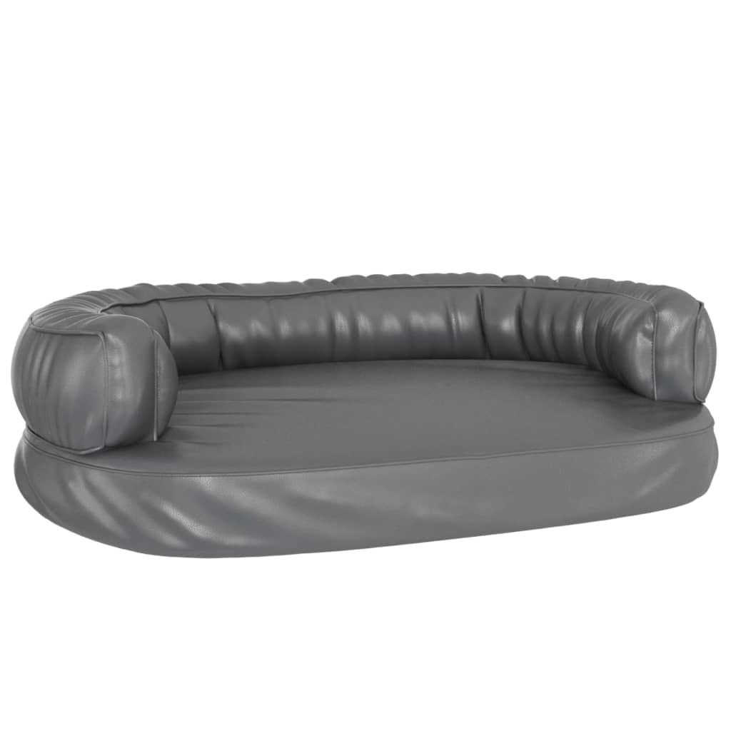 Canasta de perros Vidaxl con espuma ergonómica 75x53 cm de cuero artificial gris