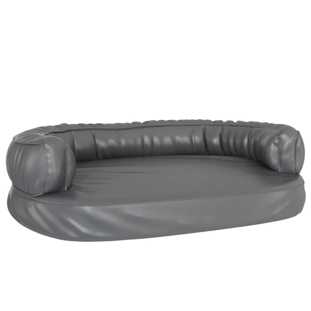 Vidaxl Hundekorb mit ergonomischem Schaum 88x65 cm künstliches Ledergrau grau