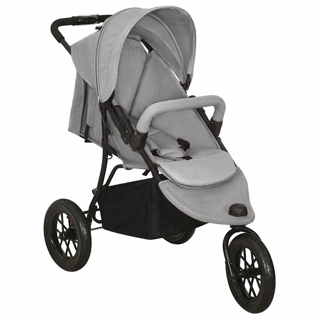 Vidaxl -Kinderwagenstahl hellgrau