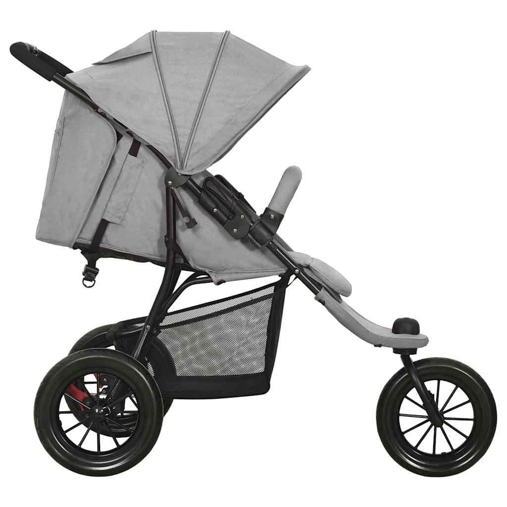 Vidaxl -Kinderwagenstahl hellgrau