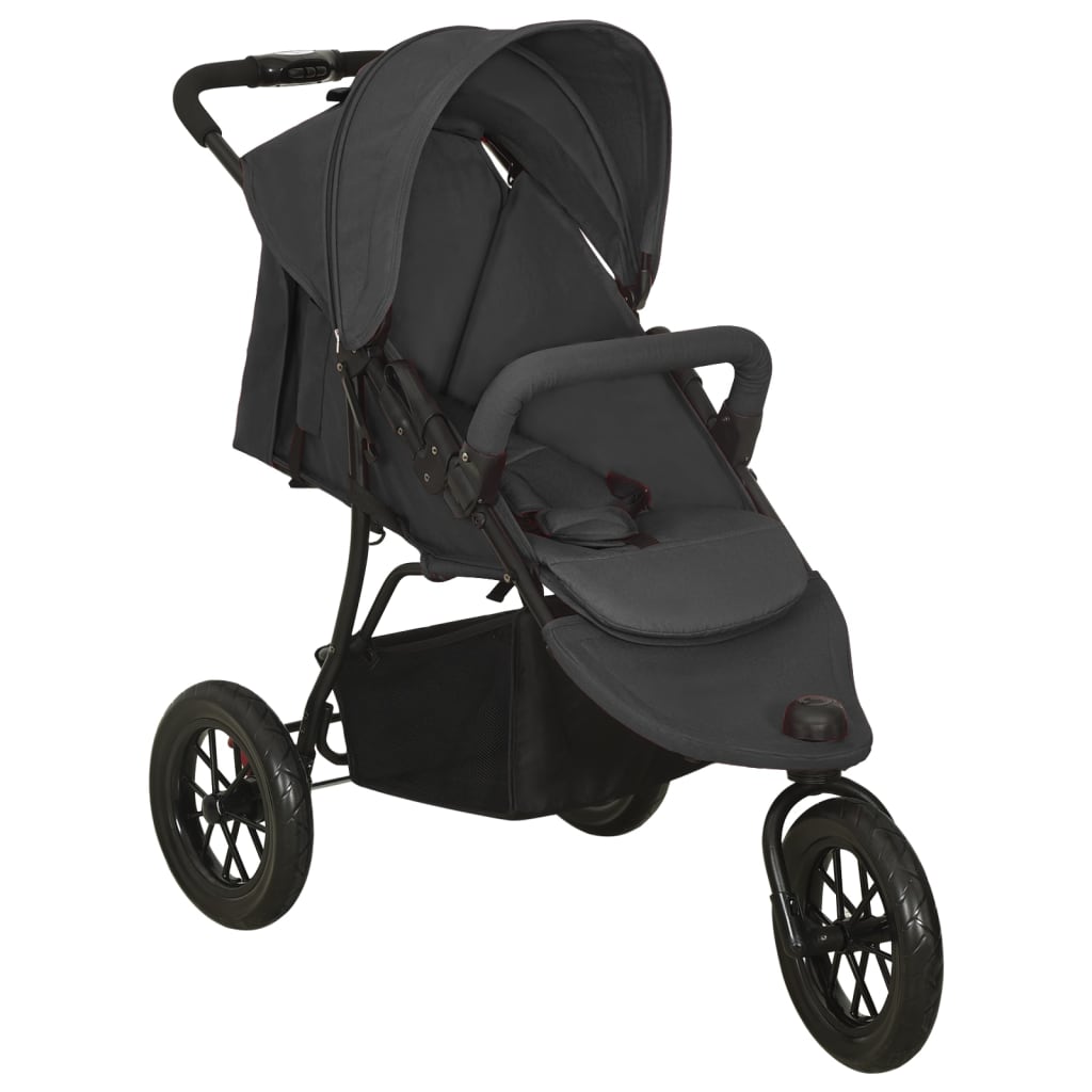 Vidaxl Pram Stahl Anthrazit -ausgelöst