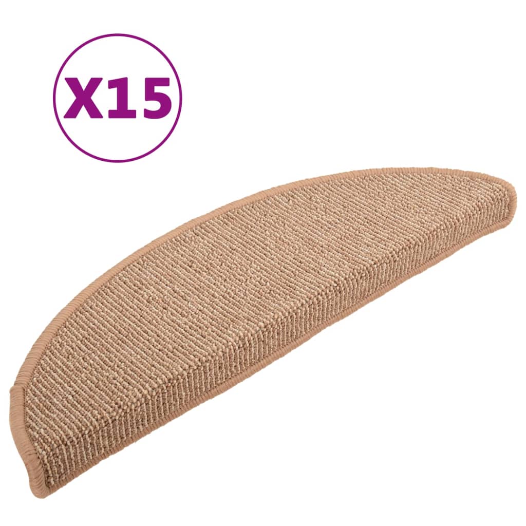 Vidaxl Stair Mats 15 St 56x17x3 cm lysebrun