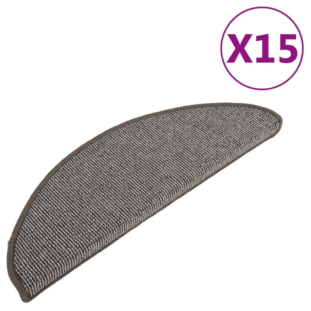 Vidaxl stair mats 15 st 65x21x4 cm gray