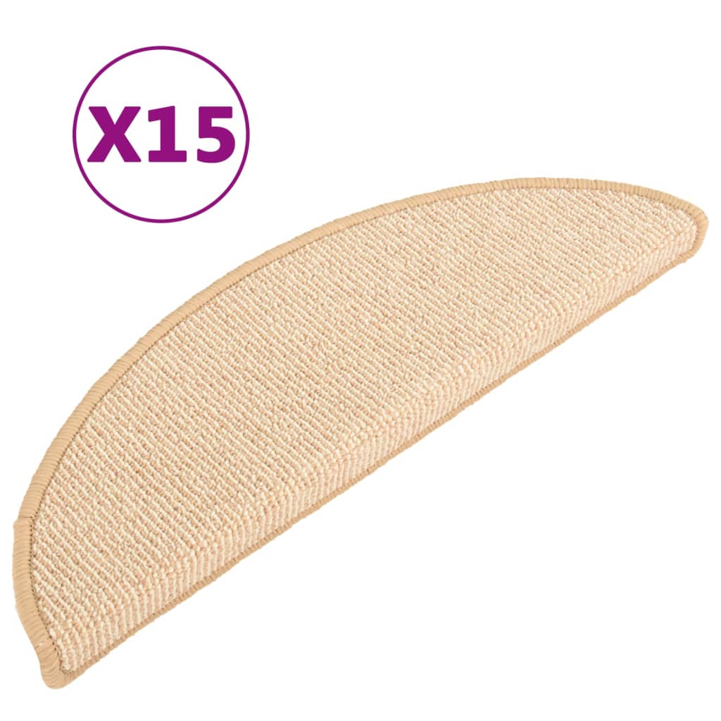 Vidaxl Stair Mats 15 St 65x21x4 CM Cream -Colored