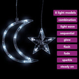 Vidaxl Light Garland Star and Moon Remote Control 138 LEDS Blanc froid