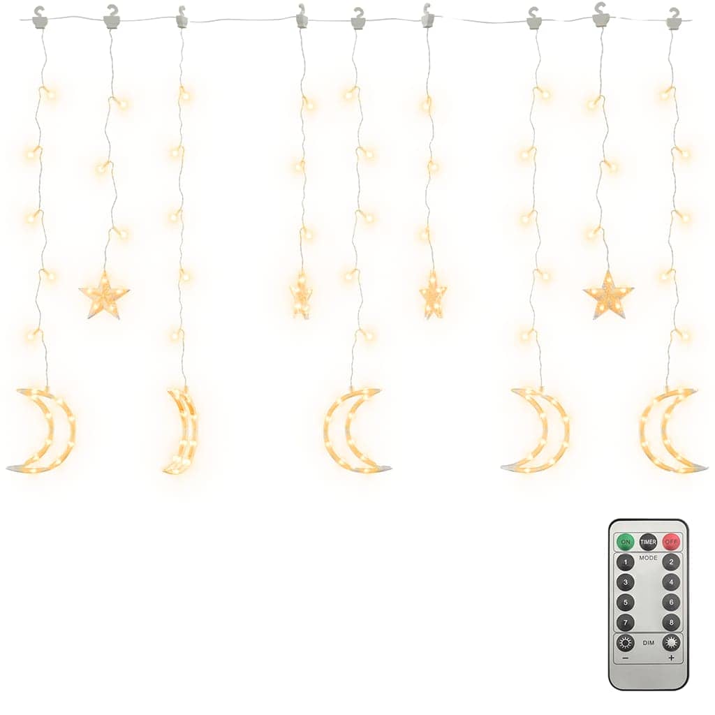 Vidaxx Lichterkette Stern und Mond mit Fernbedienung 345 LEDs warmweiß