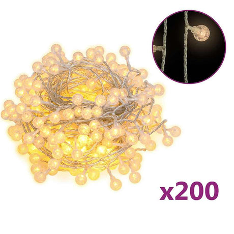 VidaXL Lichterkabel mit 200 LEDs, 8 Funktionen, warmweiß, 20 m