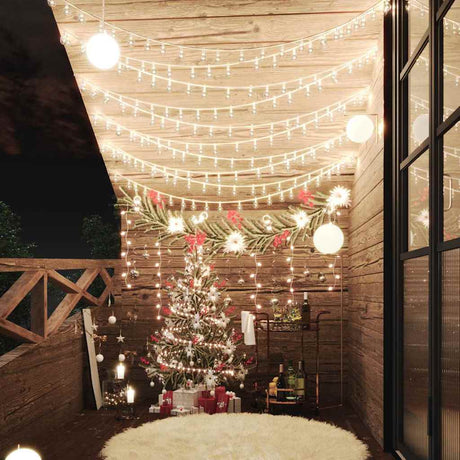 VidaXL Lichterkabel mit 200 LEDs, 8 Funktionen, warmweiß, 20 m