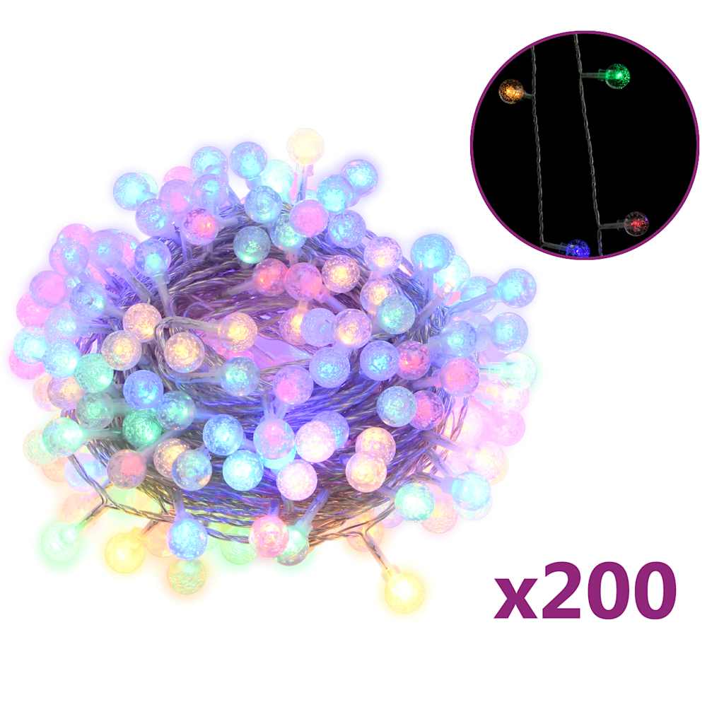 VidaXL Lichterkabel mit 200 LEDs, 8 Funktionen, mehrfarbig, 20 m