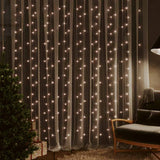 Tervato del cordone leggero Vidaxl con 300 LED e 8 funzioni 3x3 m bianco caldo