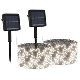 Vidaxl Light Cords 2 Sts med 2x200 LED -er solenergi inne i kald hvit utenfor