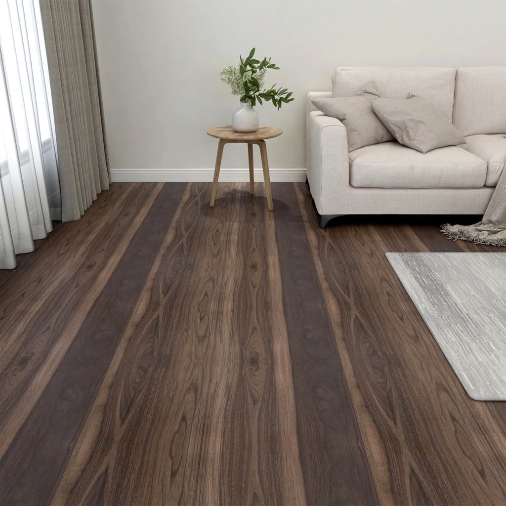 Tablas de piso Vidaxl 20 st autoadhesivo 1.86 m² PVC Dark Brown