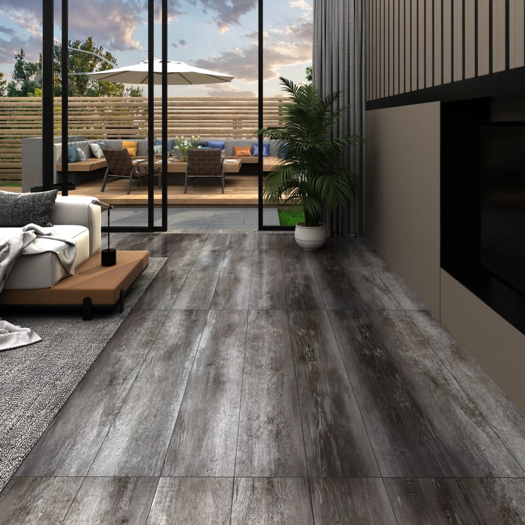 Vidaxl Piso de piso Autoadhesivo 5.21 m² 2 mm de madera rayada de PVC