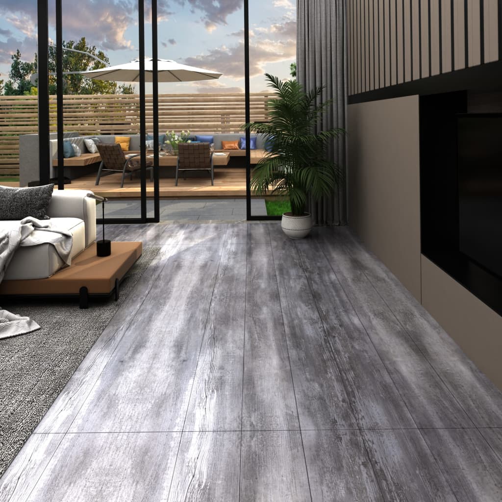 Vidaxl podłogowe płyty samozadowolenia 5,21 m² 2 mm PVC Mat Wood Grey