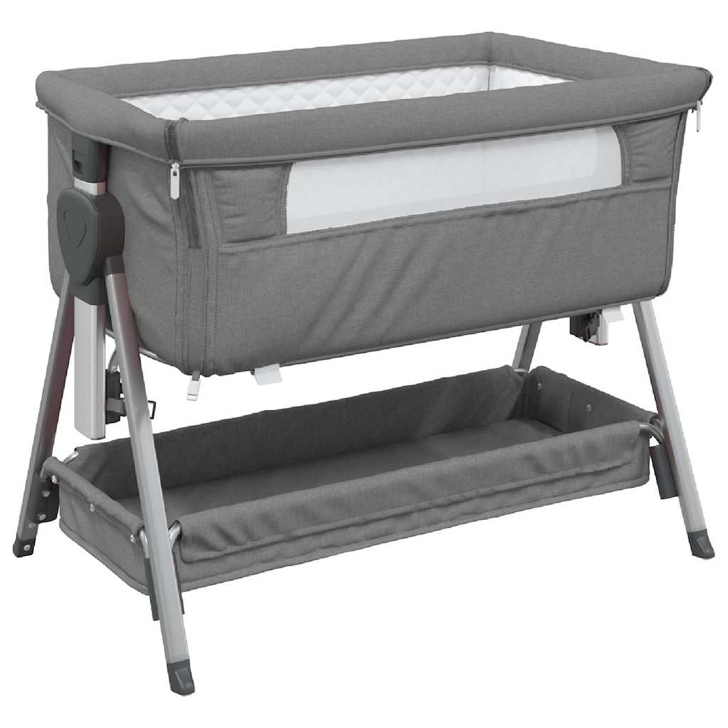 Vidaxl babybed met matras linnen donkergrijs