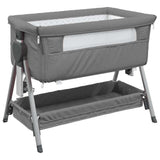 Vidaxl babybed met matras linnen donkergrijs